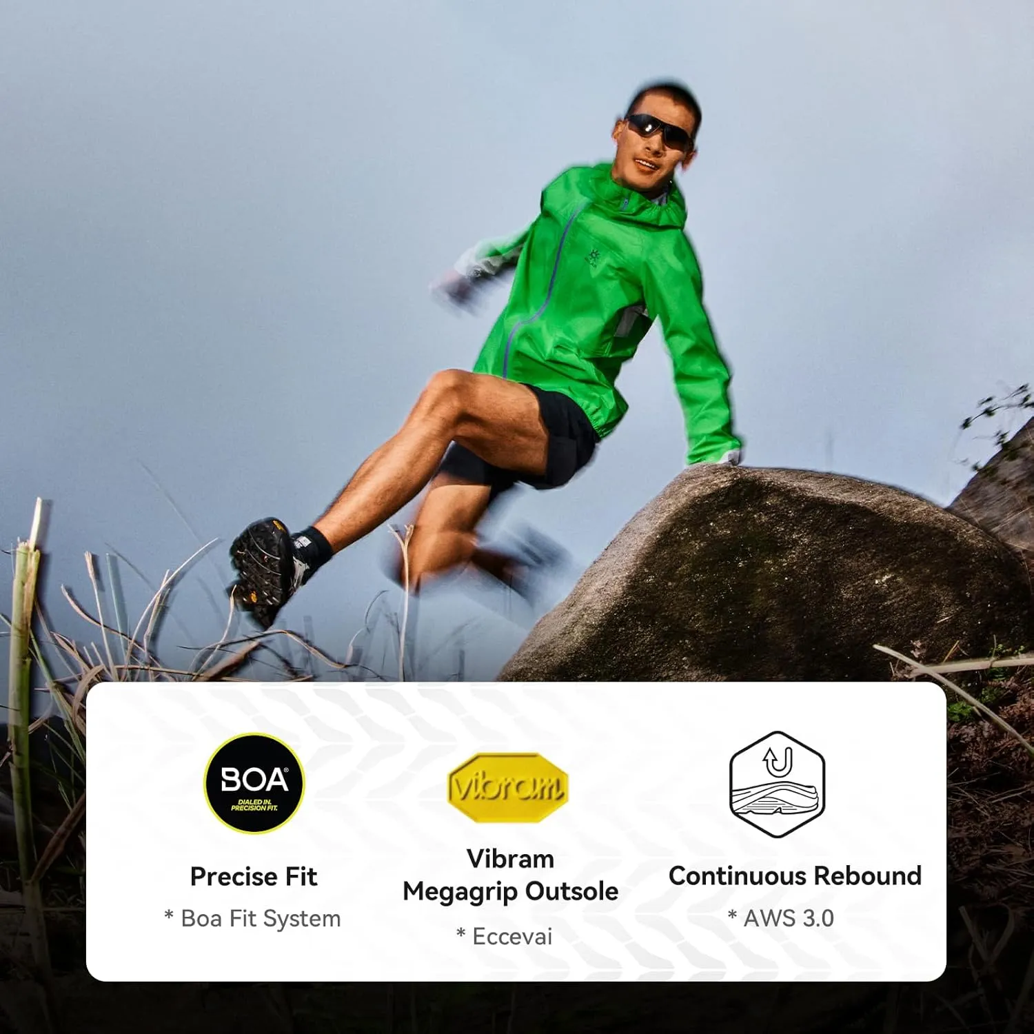 KAILAS Men's FUGA EX 3 BOA Trail Running Shoes Lightweight Non-Slip Wide Toe Box Shoe Walking Hiking Outdoor Footwear Sport Sneakers
