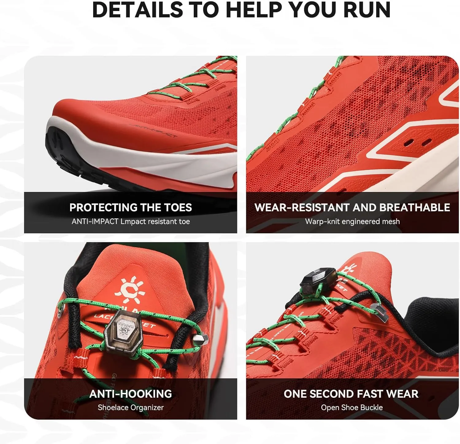 KAILAS Men's Fuga Yao Trail Running Shoes Non-Slip Lightweight Jogging Shoe Walking Hiking Outdoor Footwear Sport Sneakers