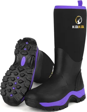 Kalkal Rubber Boots for Women, Insulated Waterproof Womens Hunting Boots, 6mm Neoprene Camo Hunting Boot Tall Rain Boots for Women Mud Working Gardening Farming