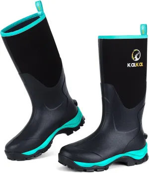 Kalkal Rubber Boots for Women, Sturdy Insulated Womens Waterproof Boots, Lightweight Anti-slip Tall Mud Rain Boots for Outdoor Gardening Farming Hunting (Size 6-11)