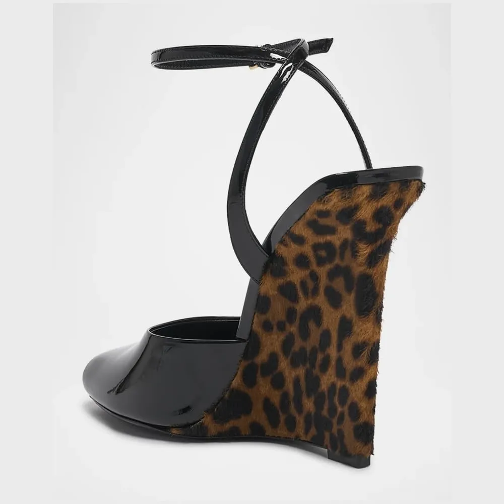 keleimusi Womens Wedge Sandals Square Peep Toe Summer Dressy Sandals with Adjustable Ankle Strap Sandals Platform Thong Leather Strap Slides Backless Slip On Party Fashion Shoes for Women