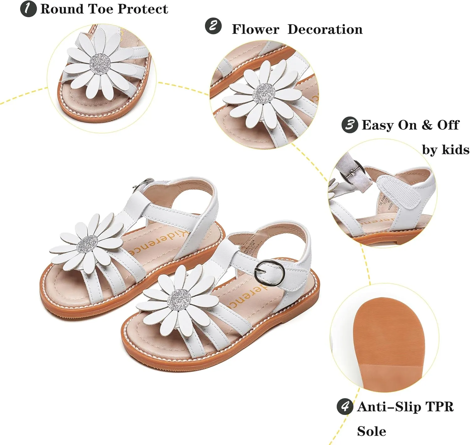 Kiderence Toddler Girls Sandals Little Girls Kids Summer Shoes Toddler Sandals