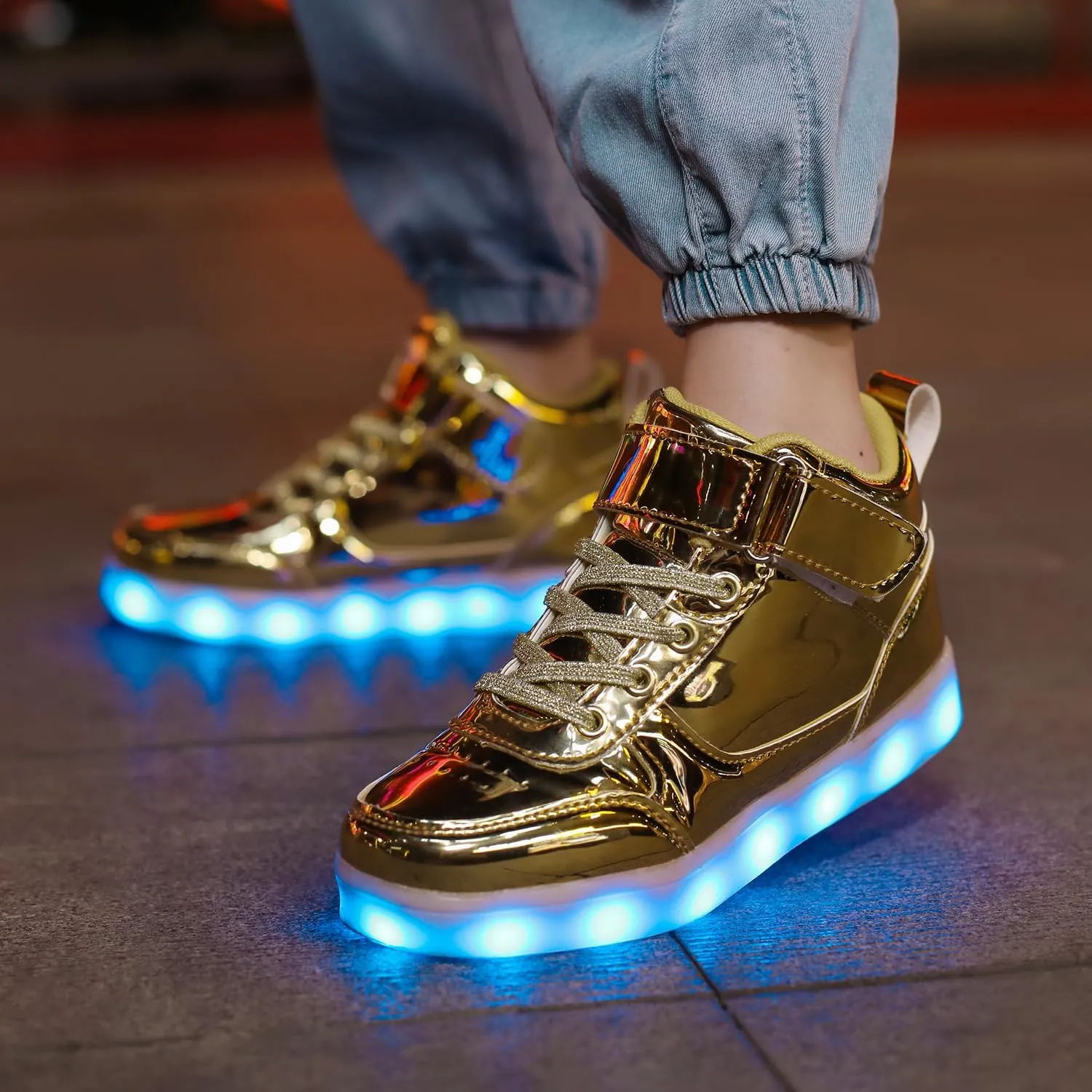 Kids Light Up Shoes LED Sneakers High Top USB Charging Flashing Trainers for Child Girls Boys