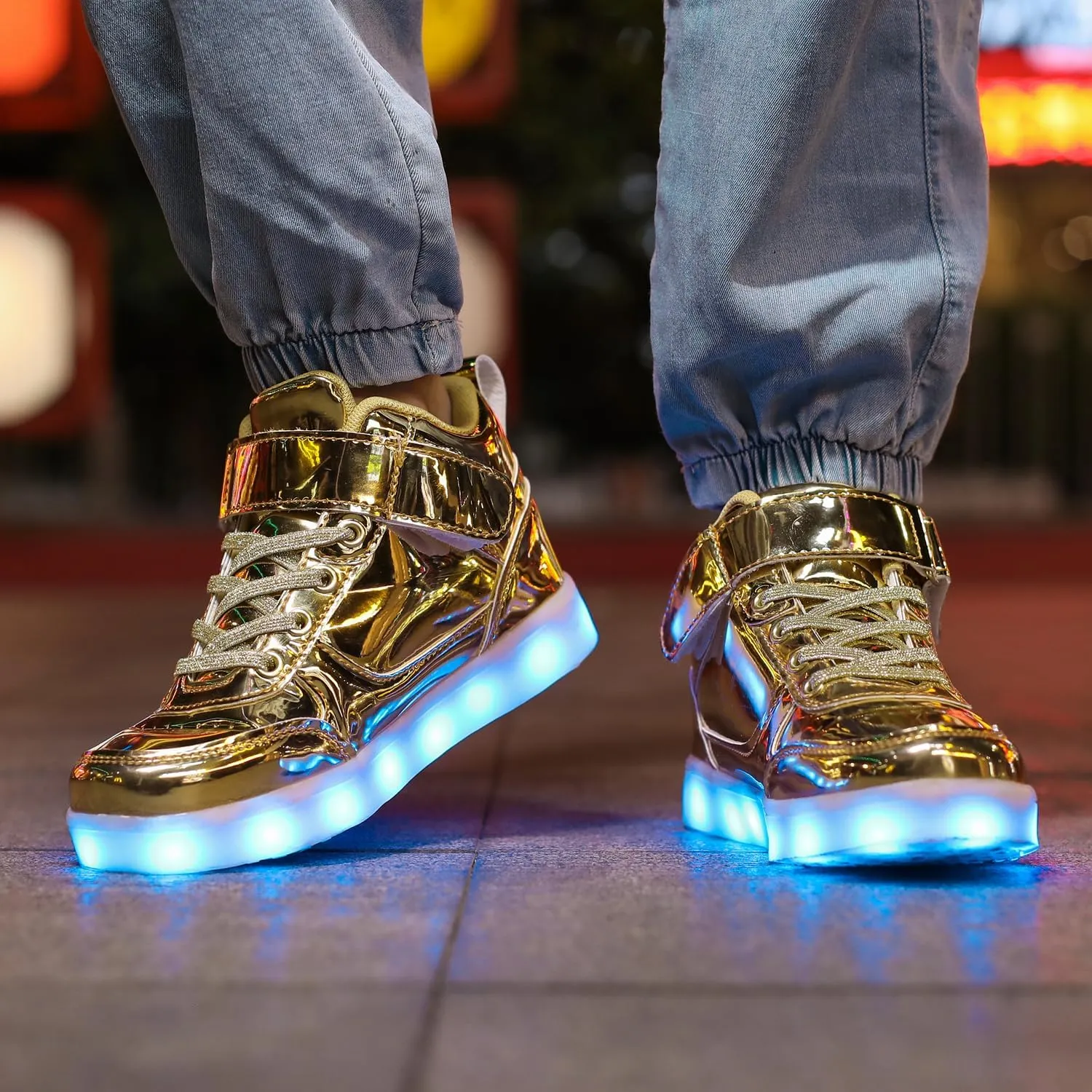 Kids Light Up Shoes LED Sneakers High Top USB Charging Flashing Trainers for Child Girls Boys