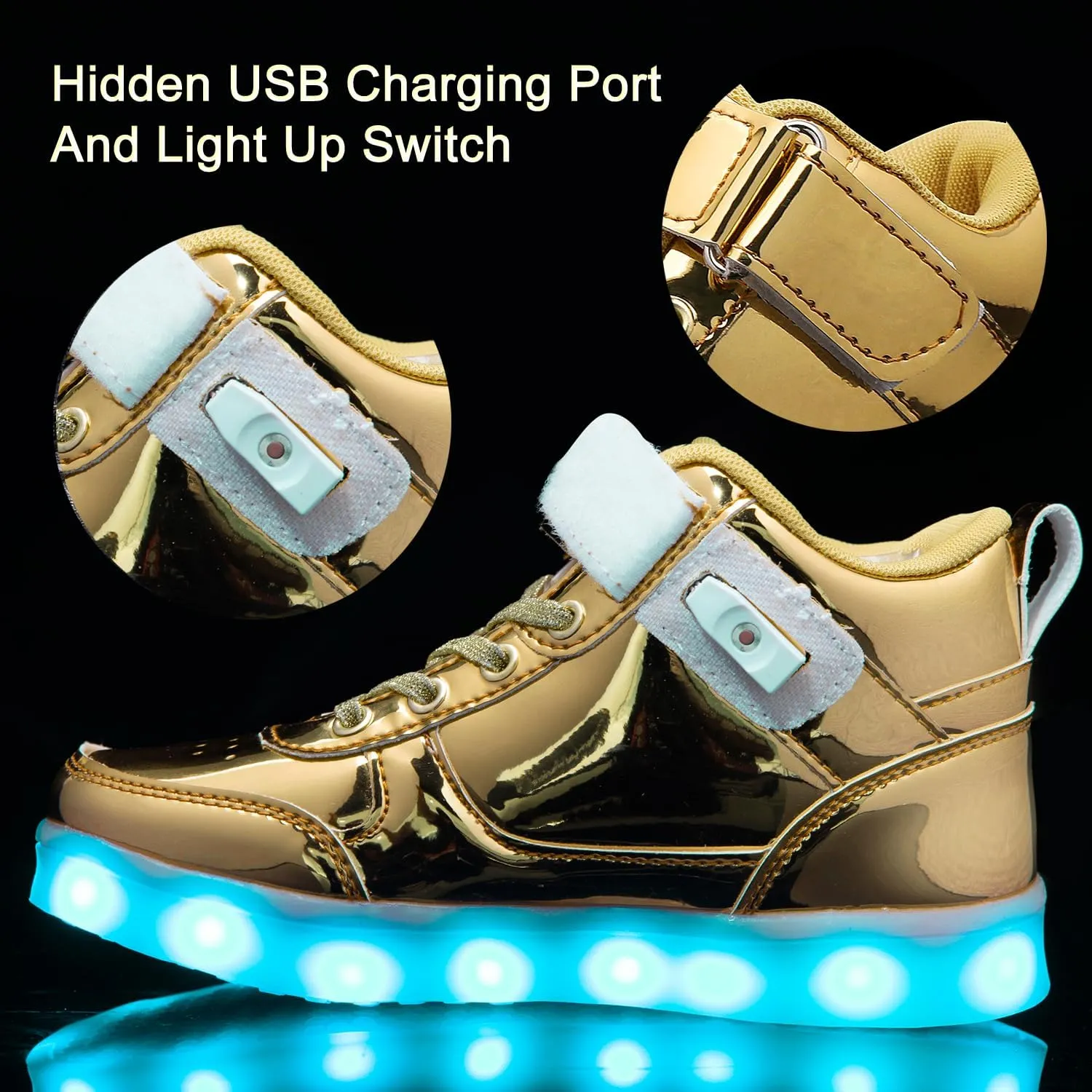 Kids Light Up Shoes LED Sneakers High Top USB Charging Flashing Trainers for Child Girls Boys