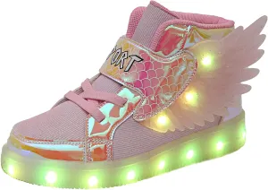 Kids Light up Shoes LED USB Charging Flashing High-top Wings Sneakers Boys Girls Trainers for Festivals Halloween Christmas New Year Party Great Gift