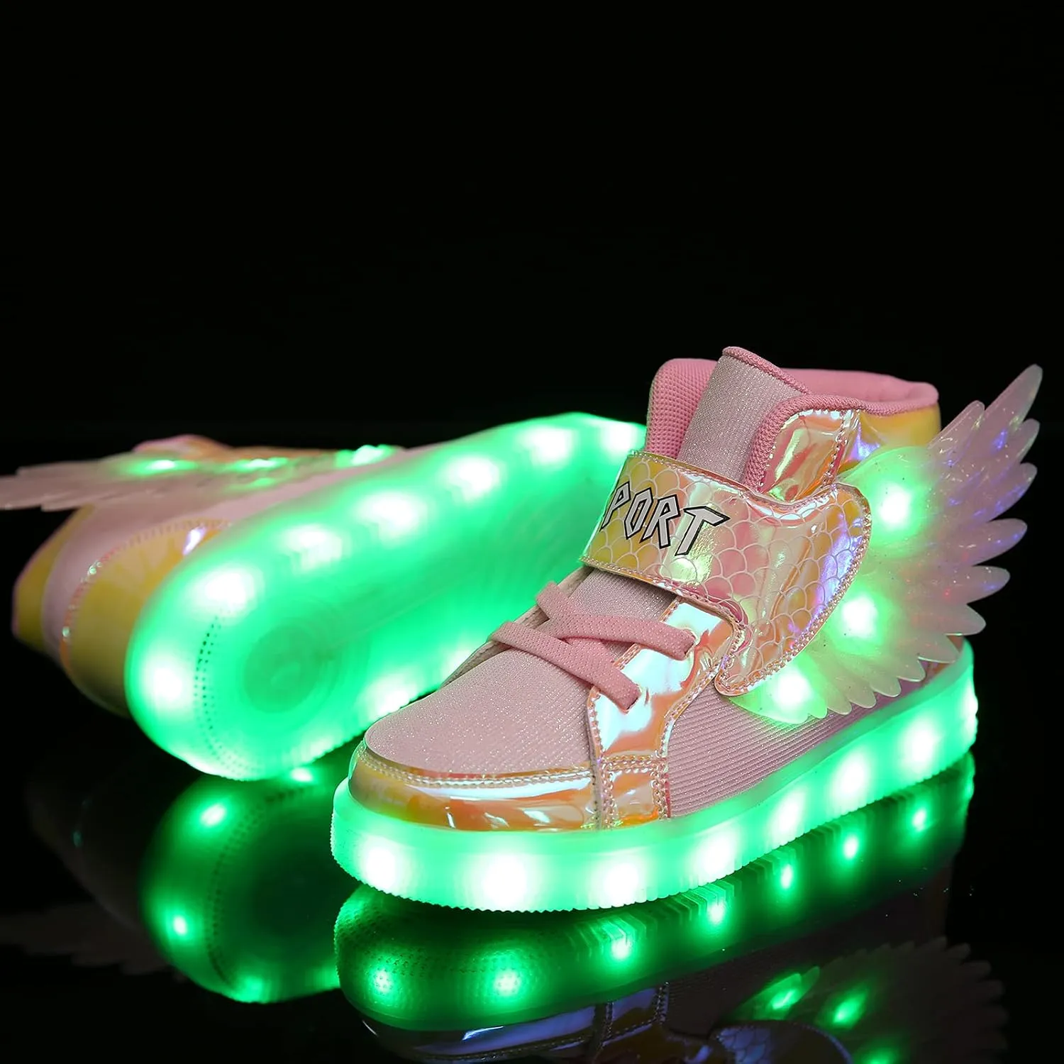 Kids Light up Shoes LED USB Charging Flashing High-top Wings Sneakers Boys Girls Trainers for Festivals Halloween Christmas New Year Party Great Gift