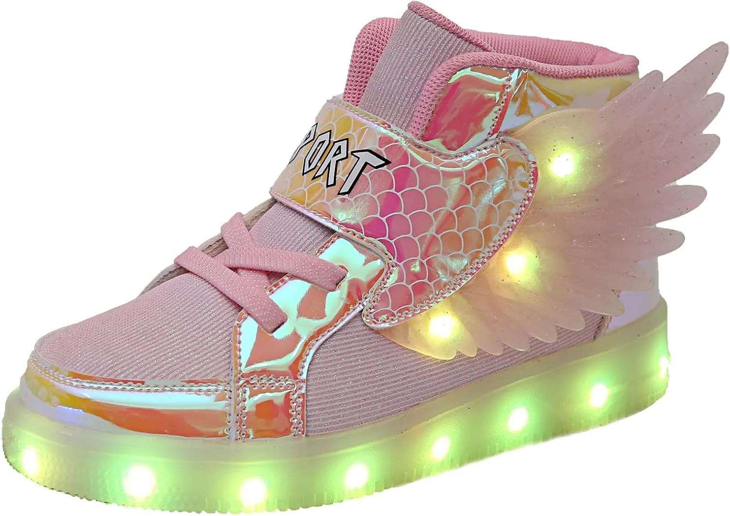 Kids Light up Shoes LED USB Charging Flashing High-top Wings Sneakers Boys Girls Trainers for Festivals Halloween Christmas New Year Party Great Gift