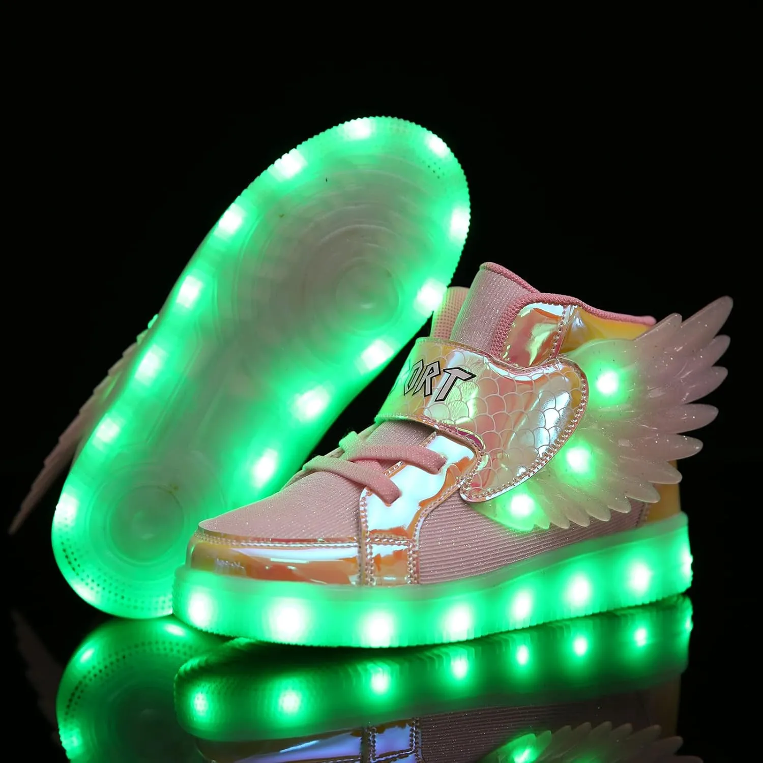 Kids Light up Shoes LED USB Charging Flashing High-top Wings Sneakers Boys Girls Trainers for Festivals Halloween Christmas New Year Party Great Gift