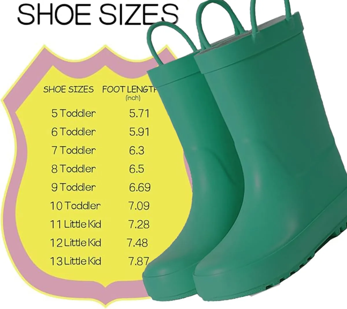 Kids Rain Boots - Toddler Waterproof Rubber Kids Rain Boots for Girls and Boys with Fun Patterns and Easy-On Handles