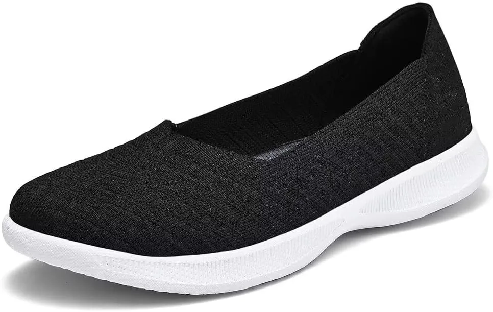 konhill Women's Slip on Loafers - Comfy Walking Tennis Low-Top Ballet Flat Nurse Shoes Casual Sneakers