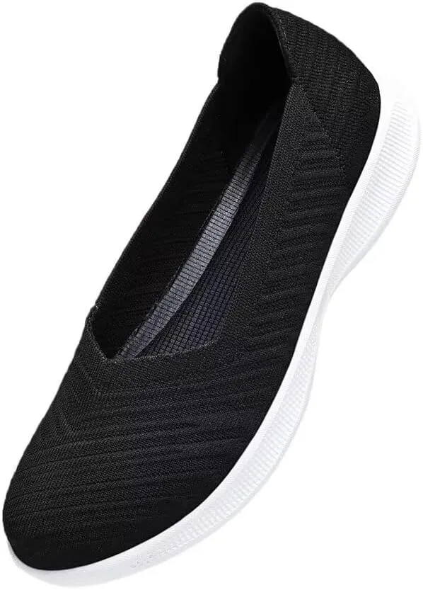 konhill Women's Slip on Loafers - Comfy Walking Tennis Low-Top Ballet Flat Nurse Shoes Casual Sneakers