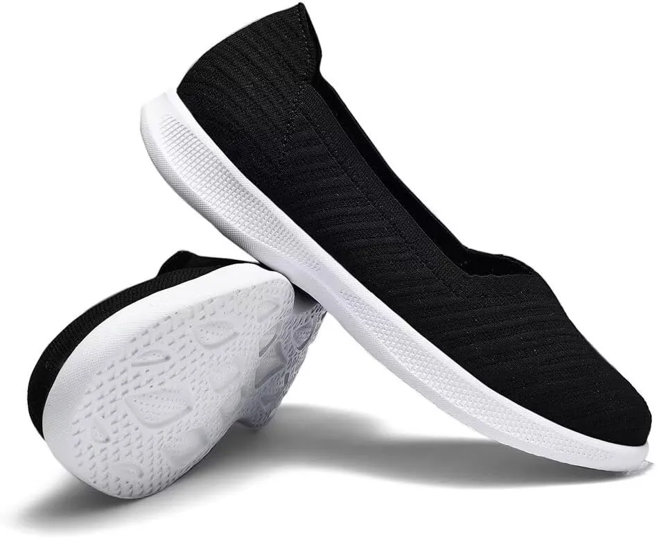 konhill Women's Slip on Loafers - Comfy Walking Tennis Low-Top Ballet Flat Nurse Shoes Casual Sneakers
