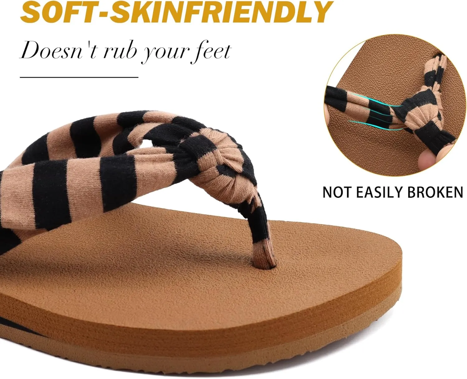 KuaiLu Flip Flops for Women with Arch Support Yoga Mat Comfortable Summer Beach Walking Thong Cushion Sandals Slip On Indoor Outdoor
