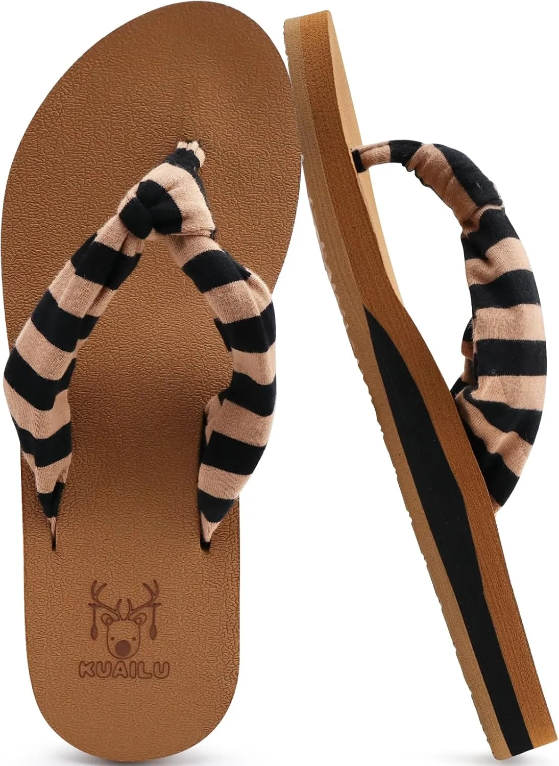 KuaiLu Flip Flops for Women with Arch Support Yoga Mat Comfortable Summer Beach Walking Thong Cushion Sandals Slip On Indoor Outdoor