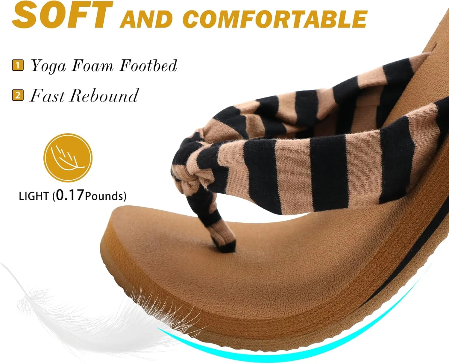 KuaiLu Flip Flops for Women with Arch Support Yoga Mat Comfortable Summer Beach Walking Thong Cushion Sandals Slip On Indoor Outdoor