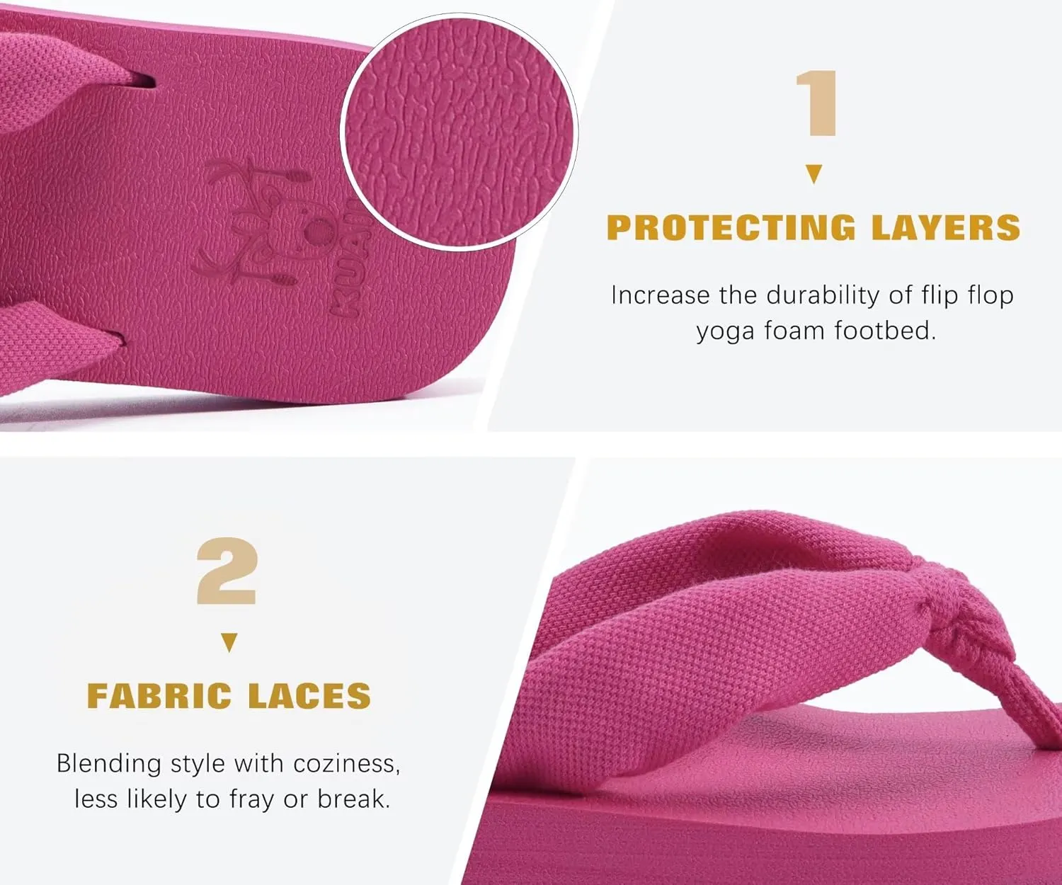 KuaiLu Flip Flops for Women with Arch Support Yoga Mat Comfortable Summer Beach Walking Thong Cushion Sandals Slip On Indoor Outdoor