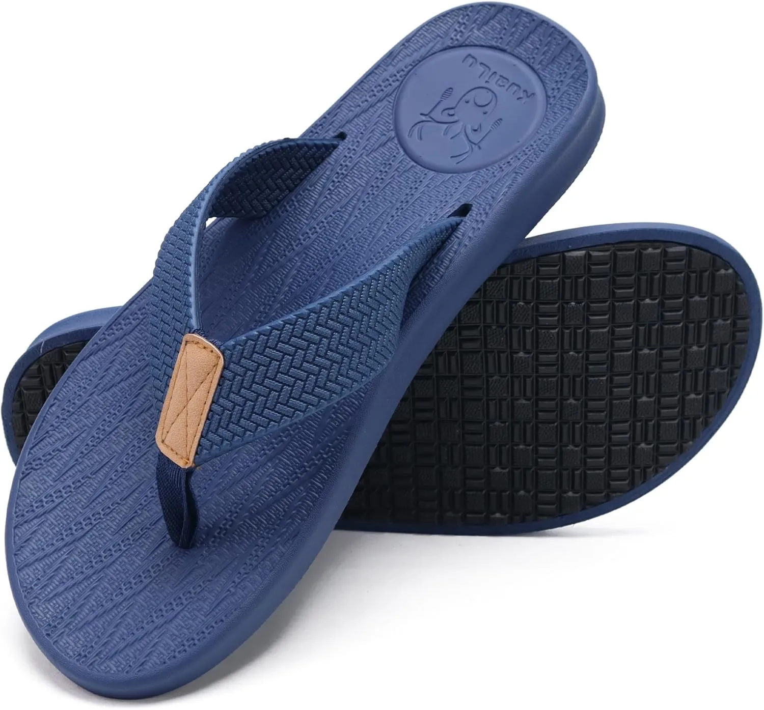 KuaiLu Mens Flip Flops Arch Support Comfortable Summer Beach Thong Sandals Yoga Foam Cushion Slip on Slippers