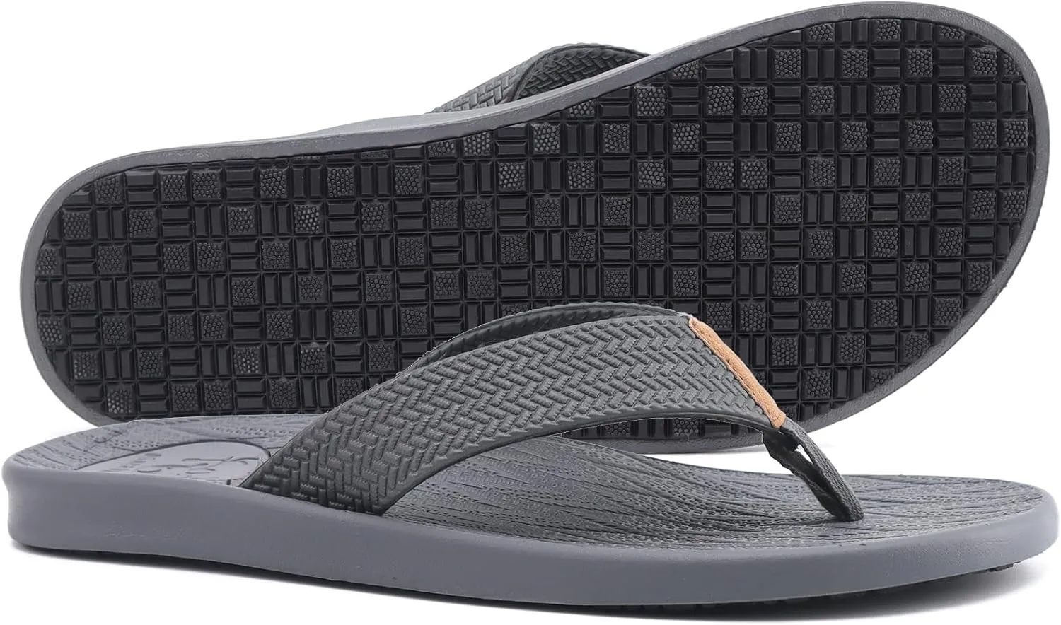 KuaiLu Mens Flip Flops Arch Support Comfortable Summer Beach Thong Sandals Yoga Foam Cushion Slip on Slippers