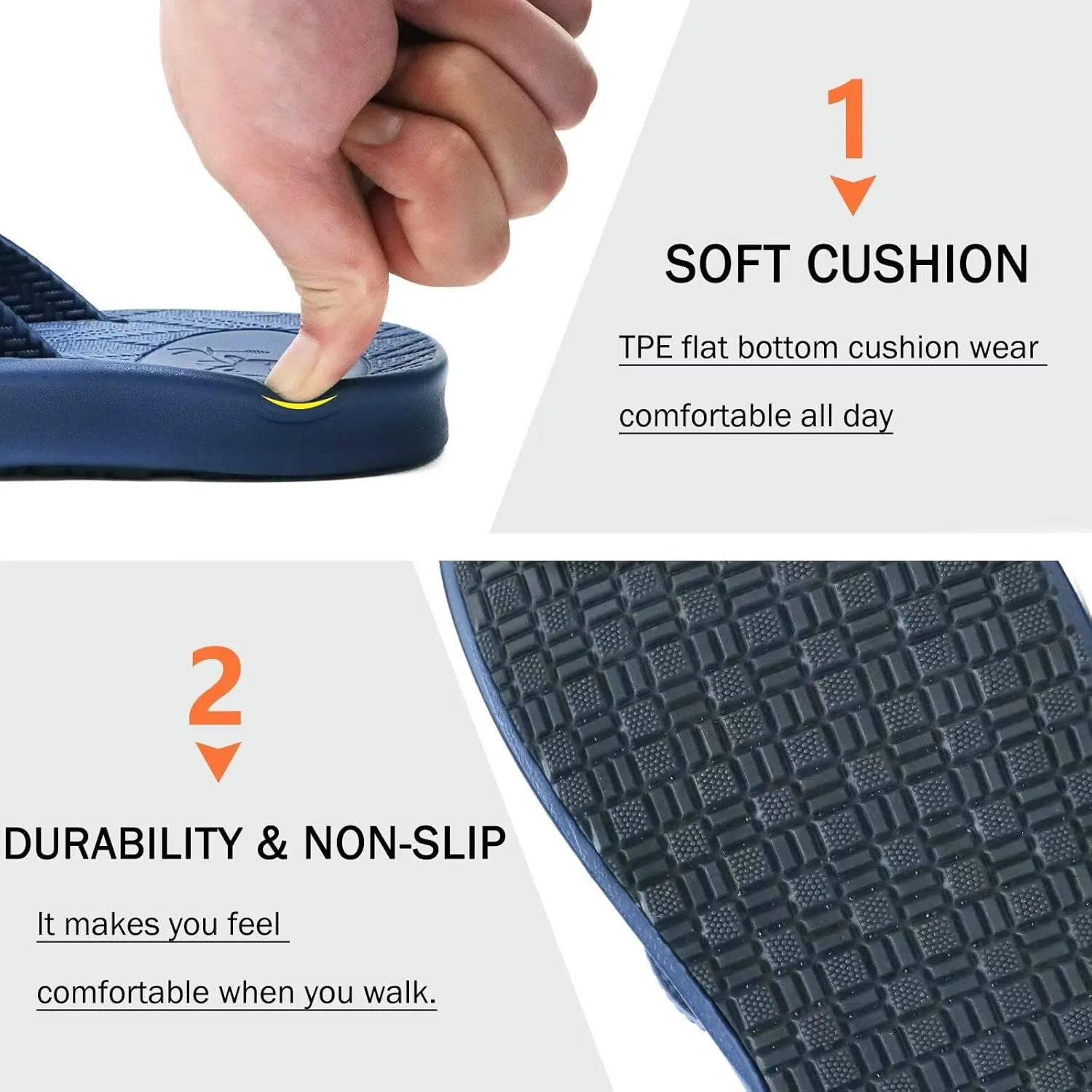 KuaiLu Mens Flip Flops Arch Support Comfortable Summer Beach Thong Sandals Yoga Foam Cushion Slip on Slippers