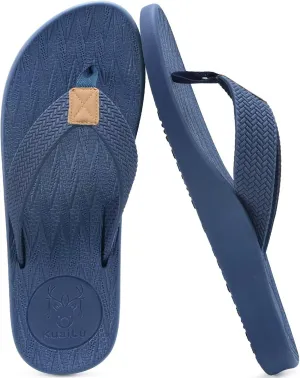 KuaiLu Mens Flip Flops Arch Support Comfortable Summer Beach Thong Sandals Yoga Foam Cushion Slip on Slippers