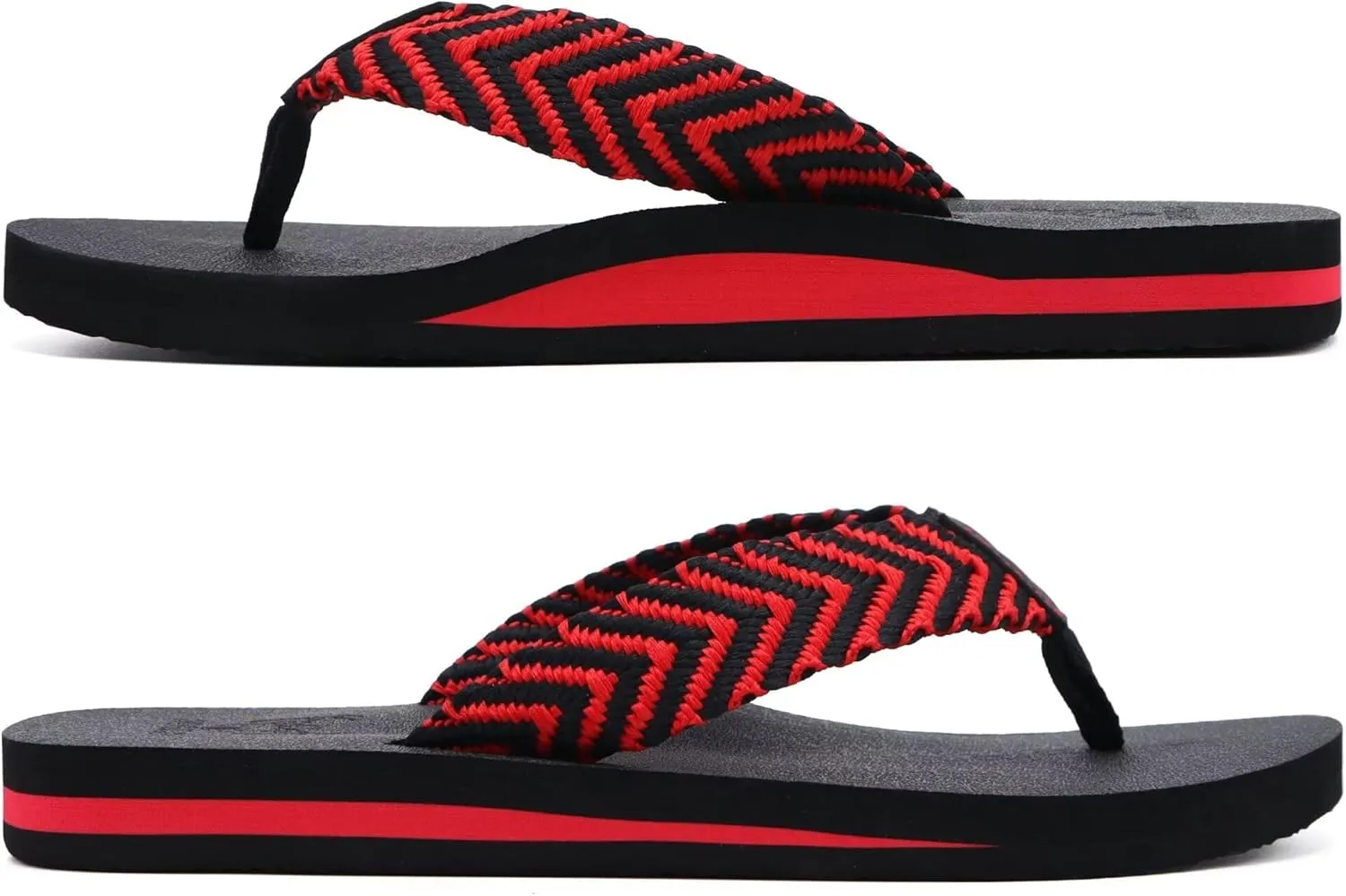 KuaiLu Men's Leather Flip Flops Arch Support Summer Beach Pool Water Thong Sandals Waterproof Rubber Walking Shoes