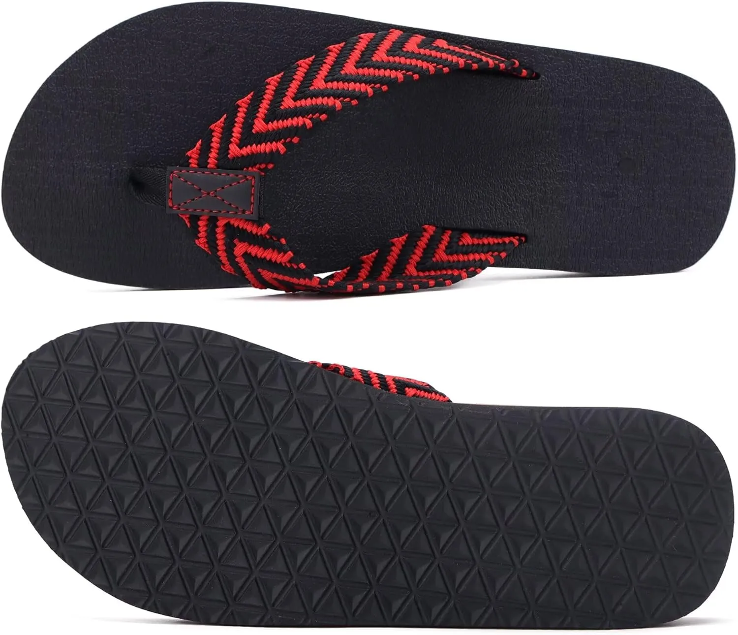 KuaiLu Men's Leather Flip Flops Arch Support Summer Beach Pool Water Thong Sandals Waterproof Rubber Walking Shoes