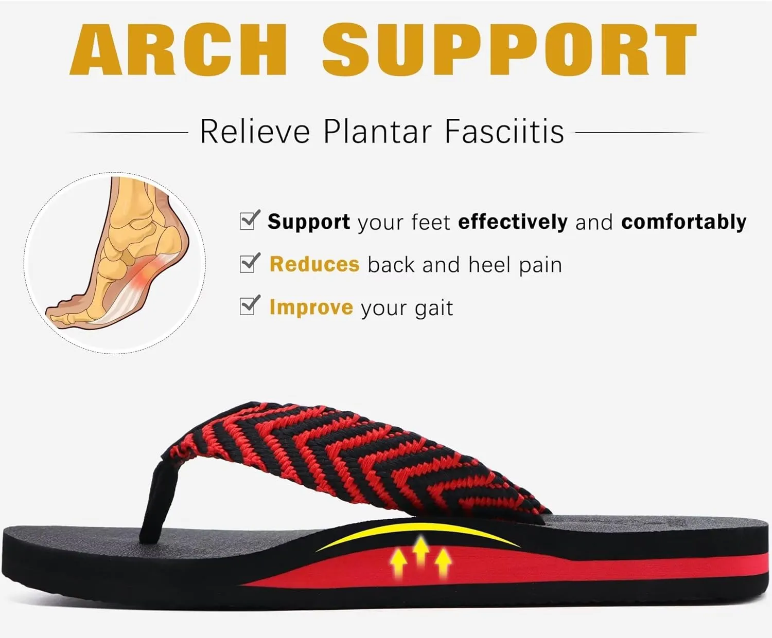 KuaiLu Men's Leather Flip Flops Arch Support Summer Beach Pool Water Thong Sandals Waterproof Rubber Walking Shoes