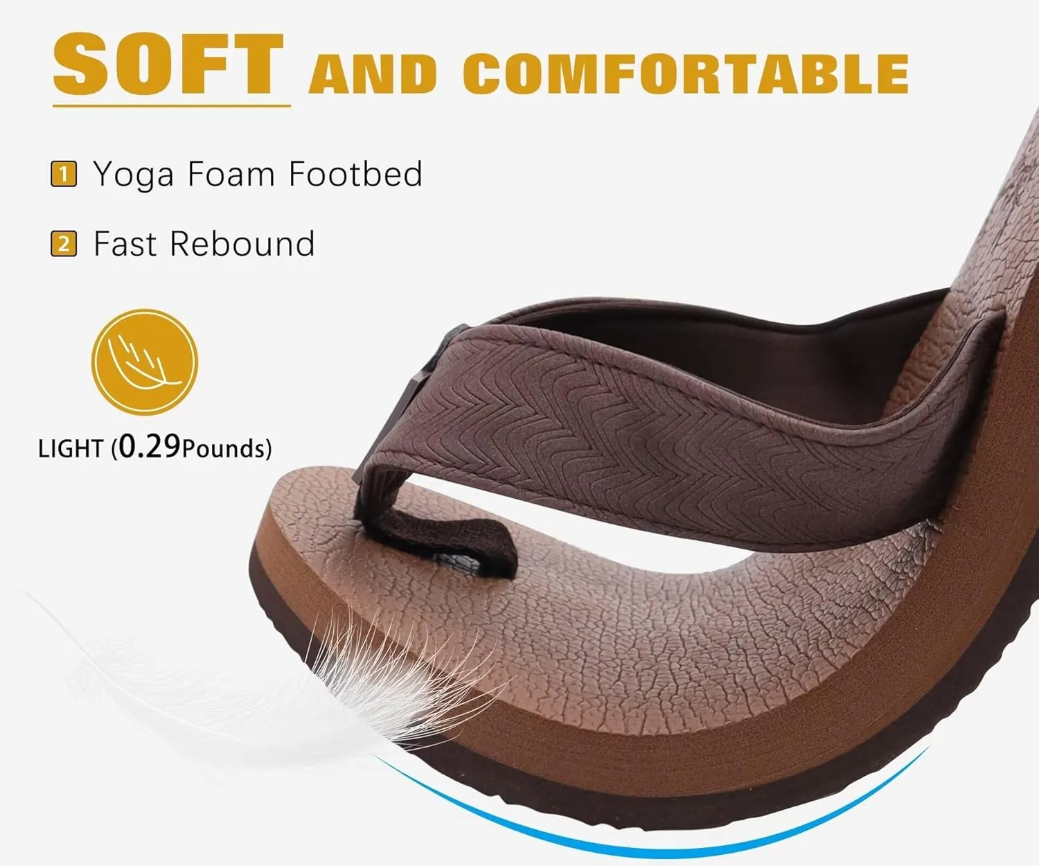 KuaiLu Men's Yoga Mat Leather Flip Flops with Arch Support Comfortable Cushion Walking Thong Sandals Slip On Indoor Outdoor