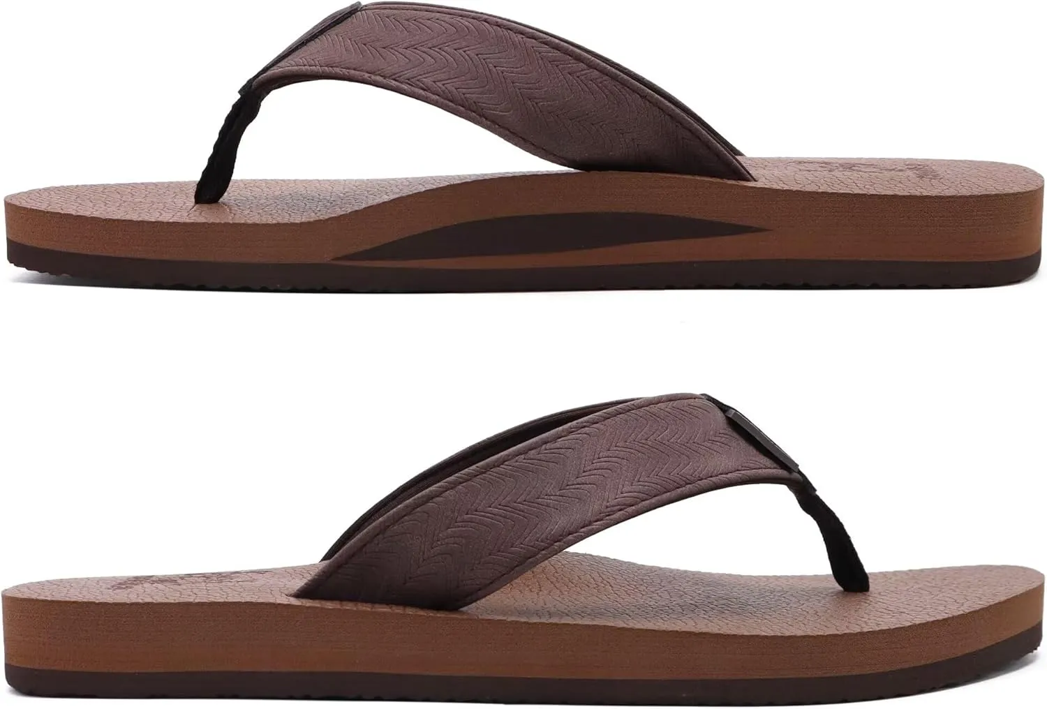 KuaiLu Men's Yoga Mat Leather Flip Flops with Arch Support Comfortable Cushion Walking Thong Sandals Slip On Indoor Outdoor