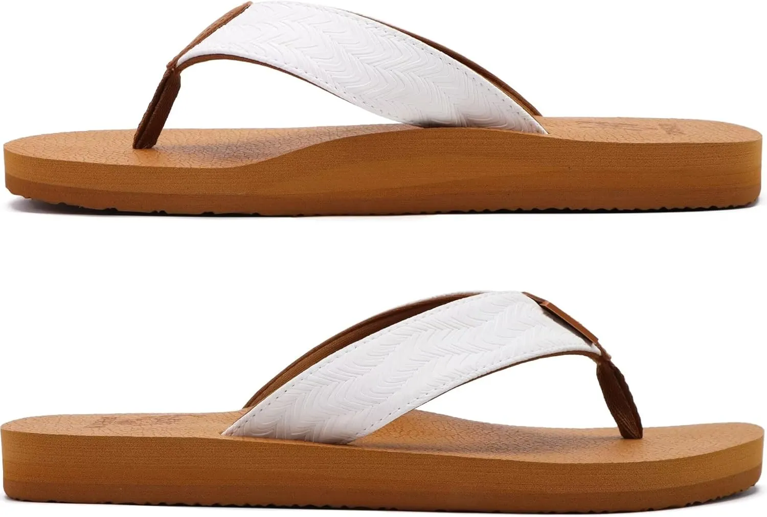 KuaiLu Men's Yoga Mat Leather Flip Flops with Arch Support Comfortable Cushion Walking Thong Sandals Slip On Indoor Outdoor