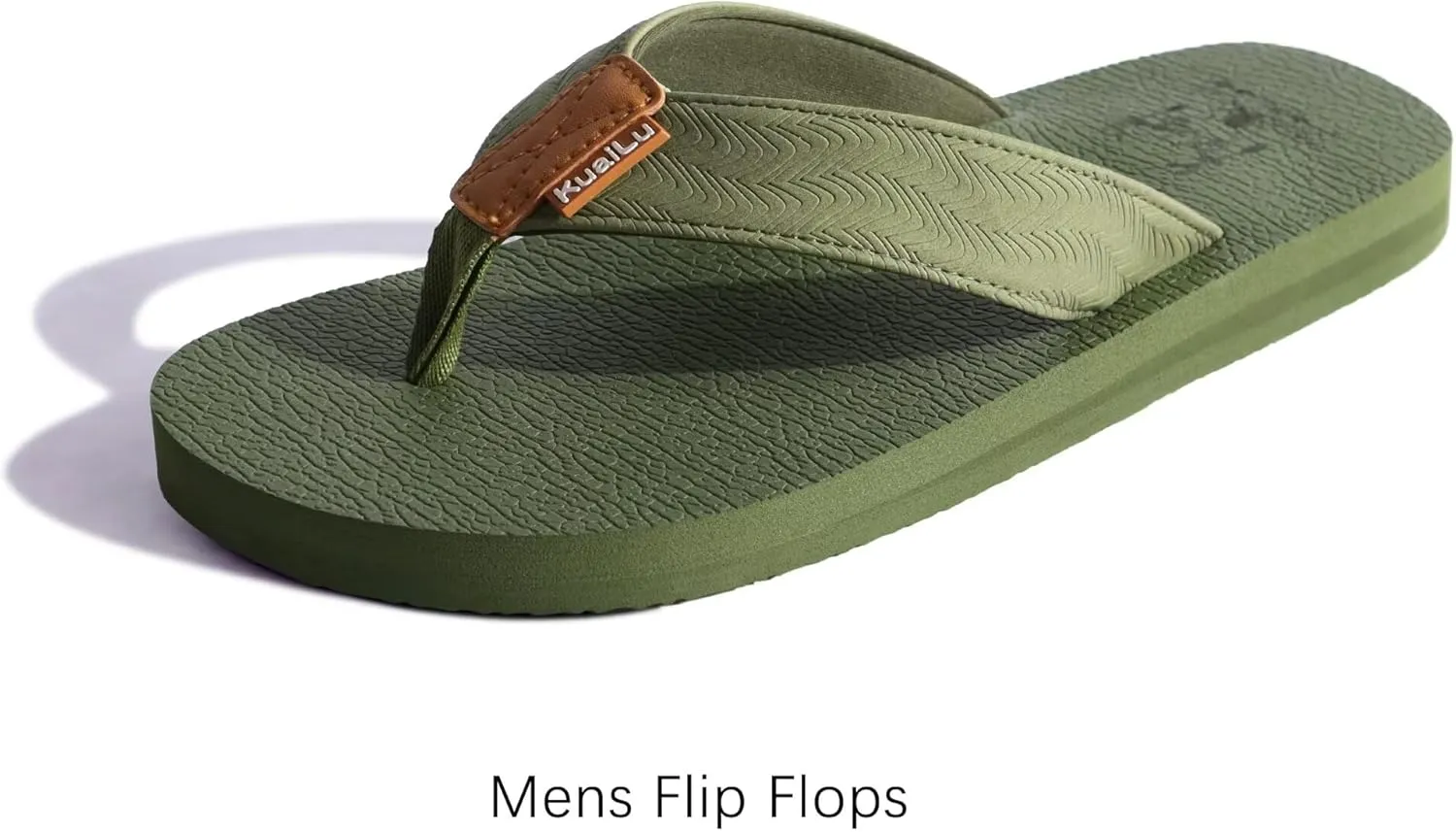 KuaiLu Men's Yoga Mat Leather Flip Flops with Arch Support Comfortable Cushion Walking Thong Sandals Slip On Indoor Outdoor