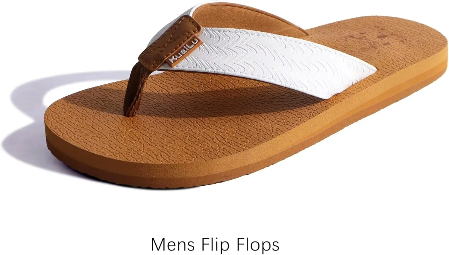 KuaiLu Men's Yoga Mat Leather Flip Flops with Arch Support Comfortable Cushion Walking Thong Sandals Slip On Indoor Outdoor