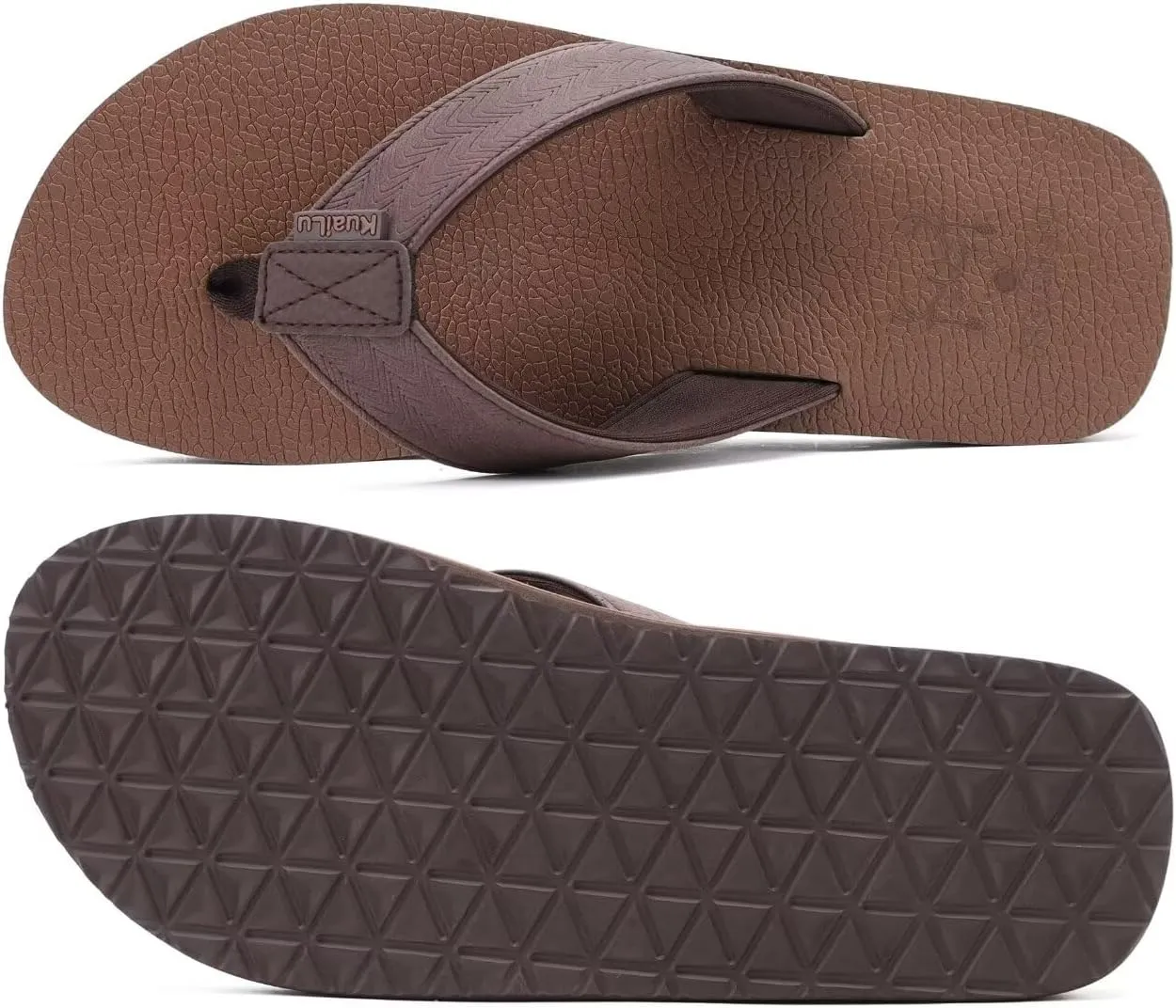 KuaiLu Men's Yoga Mat Leather Flip Flops with Arch Support Comfortable Cushion Walking Thong Sandals Slip On Indoor Outdoor
