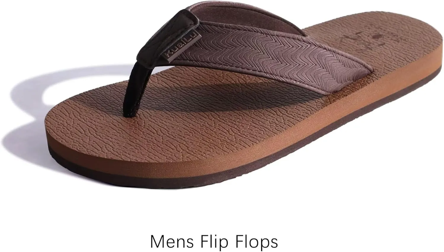 KuaiLu Men's Yoga Mat Leather Flip Flops with Arch Support Comfortable Cushion Walking Thong Sandals Slip On Indoor Outdoor