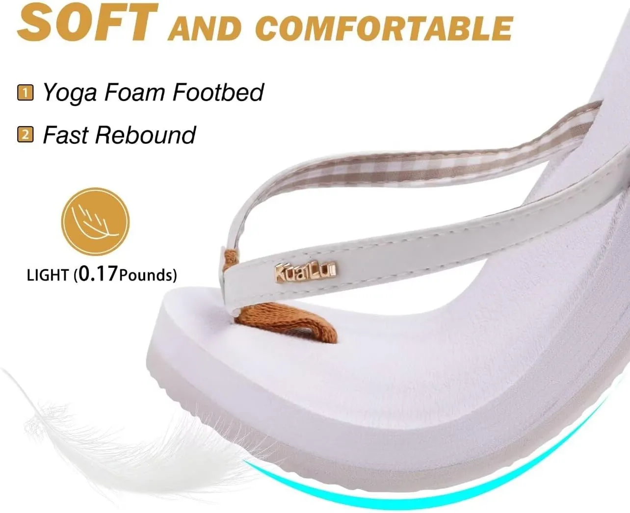 KuaiLu Womens Arch Support Flip Flops Comfortable Yoga Mat Slip on Summer Beach Walking Thong Cushion Sandals