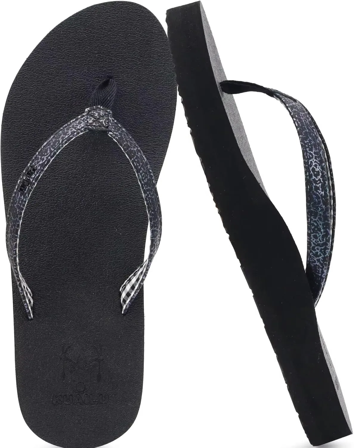 KuaiLu Womens Arch Support Flip Flops Comfortable Yoga Mat Slip on Summer Beach Walking Thong Cushion Sandals