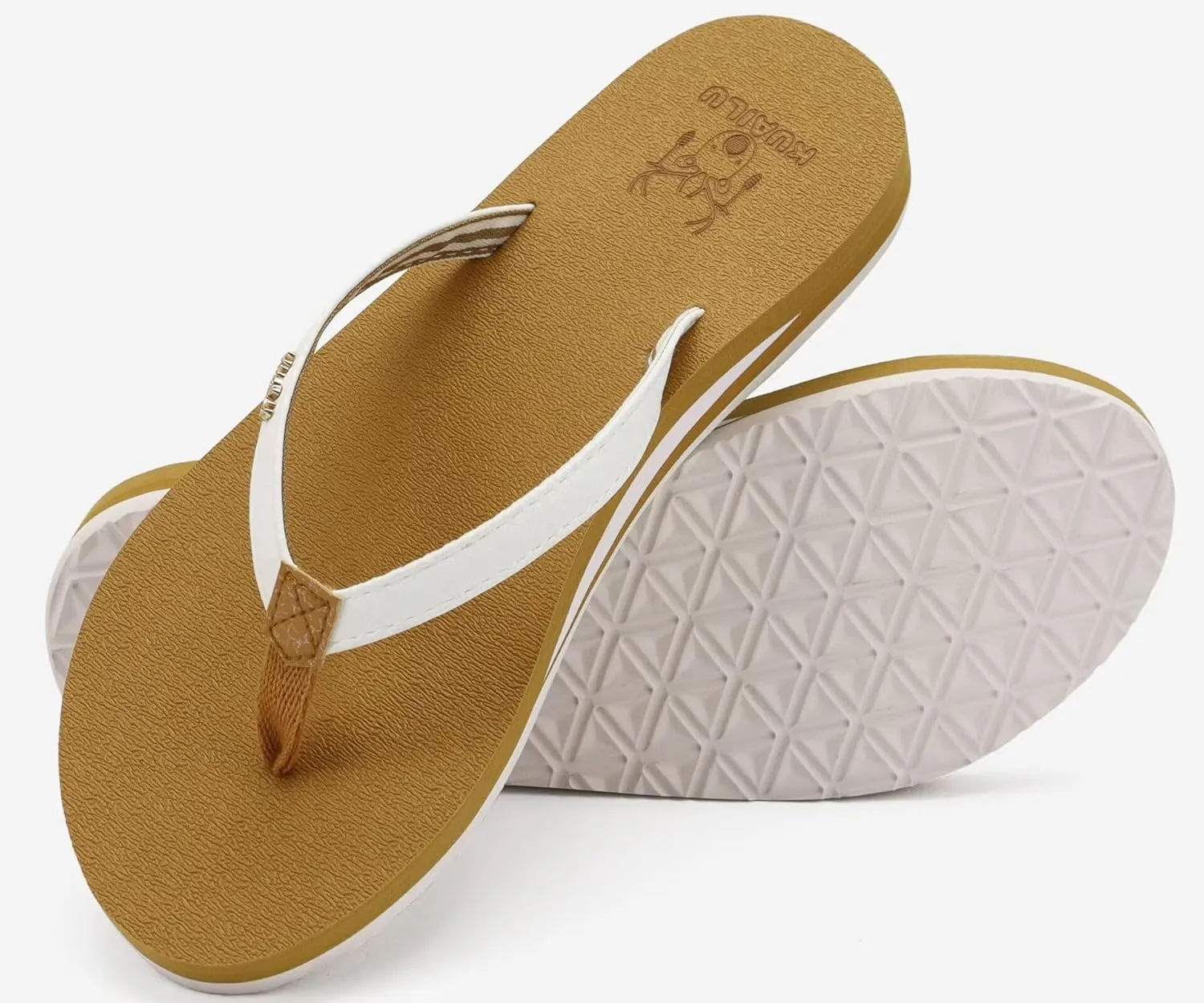KuaiLu Womens Arch Support Flip Flops Comfortable Yoga Mat Slip on Summer Beach Walking Thong Cushion Sandals