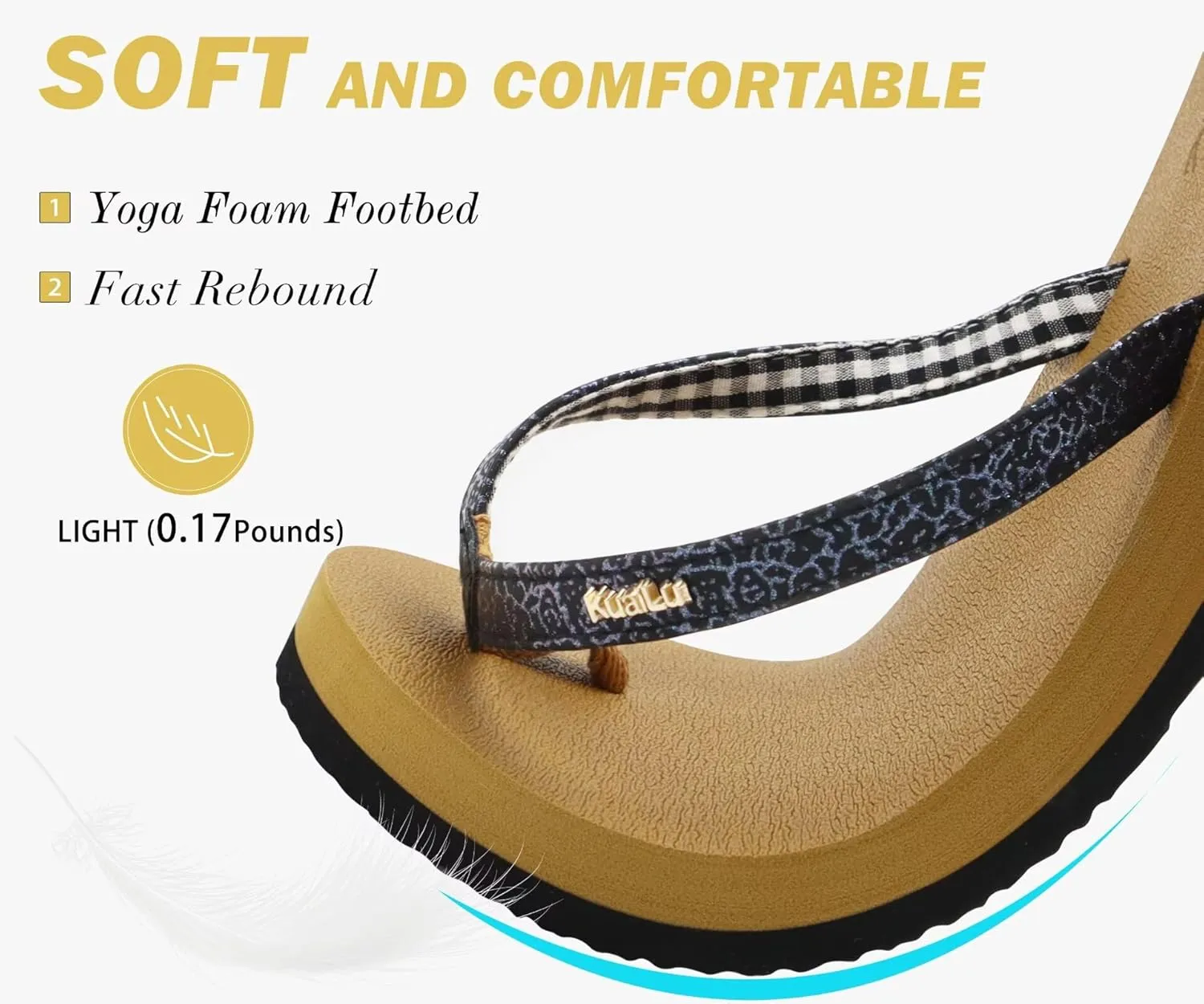 KuaiLu Womens Arch Support Flip Flops Comfortable Yoga Mat Slip on Summer Beach Walking Thong Cushion Sandals