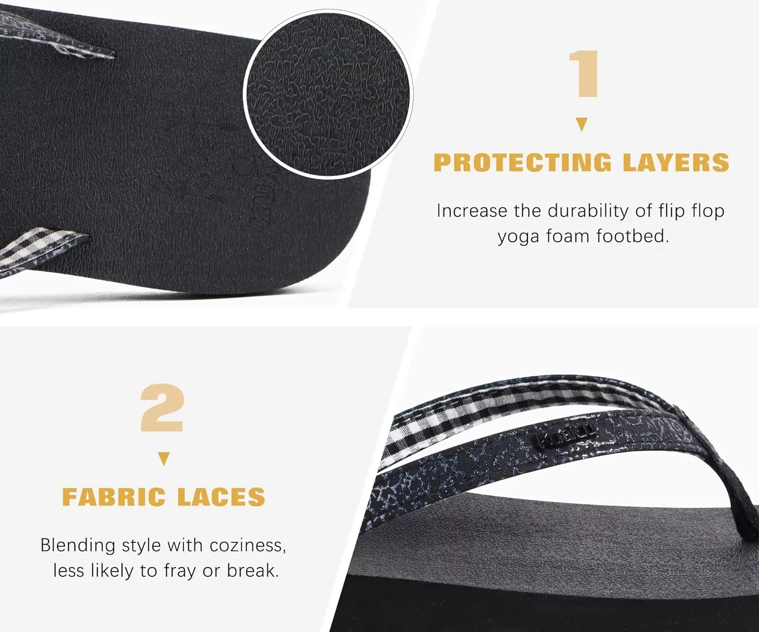 KuaiLu Womens Arch Support Flip Flops Comfortable Yoga Mat Slip on Summer Beach Walking Thong Cushion Sandals