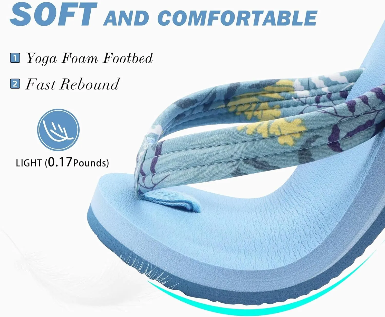 KuaiLu Womens Arch Support Flip Flops Ladies Comfort Lightweight Soft Yoga Mat Cushion Walking Thong Sandals