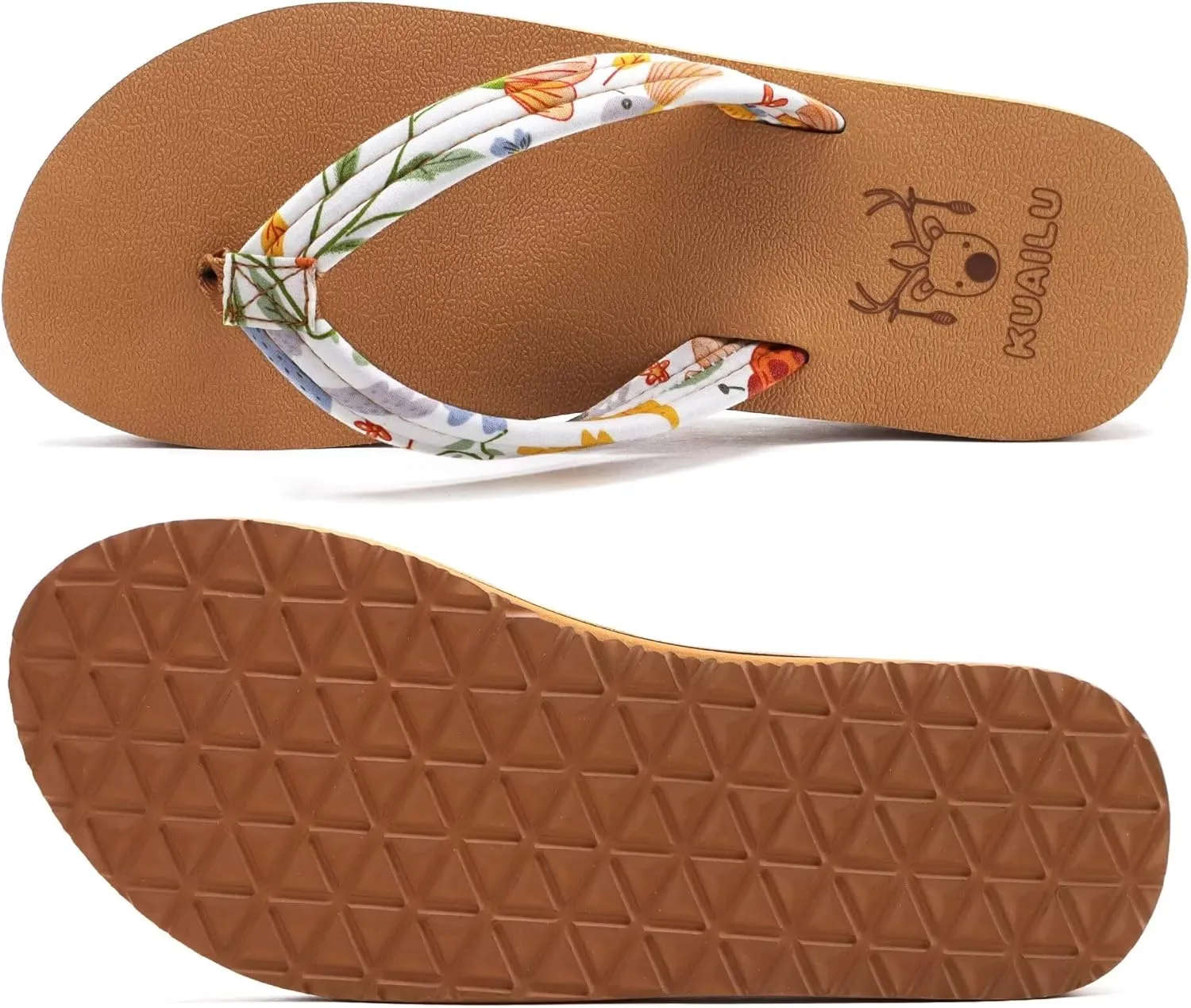 KuaiLu Womens Arch Support Flip Flops Ladies Comfort Lightweight Soft Yoga Mat Cushion Walking Thong Sandals