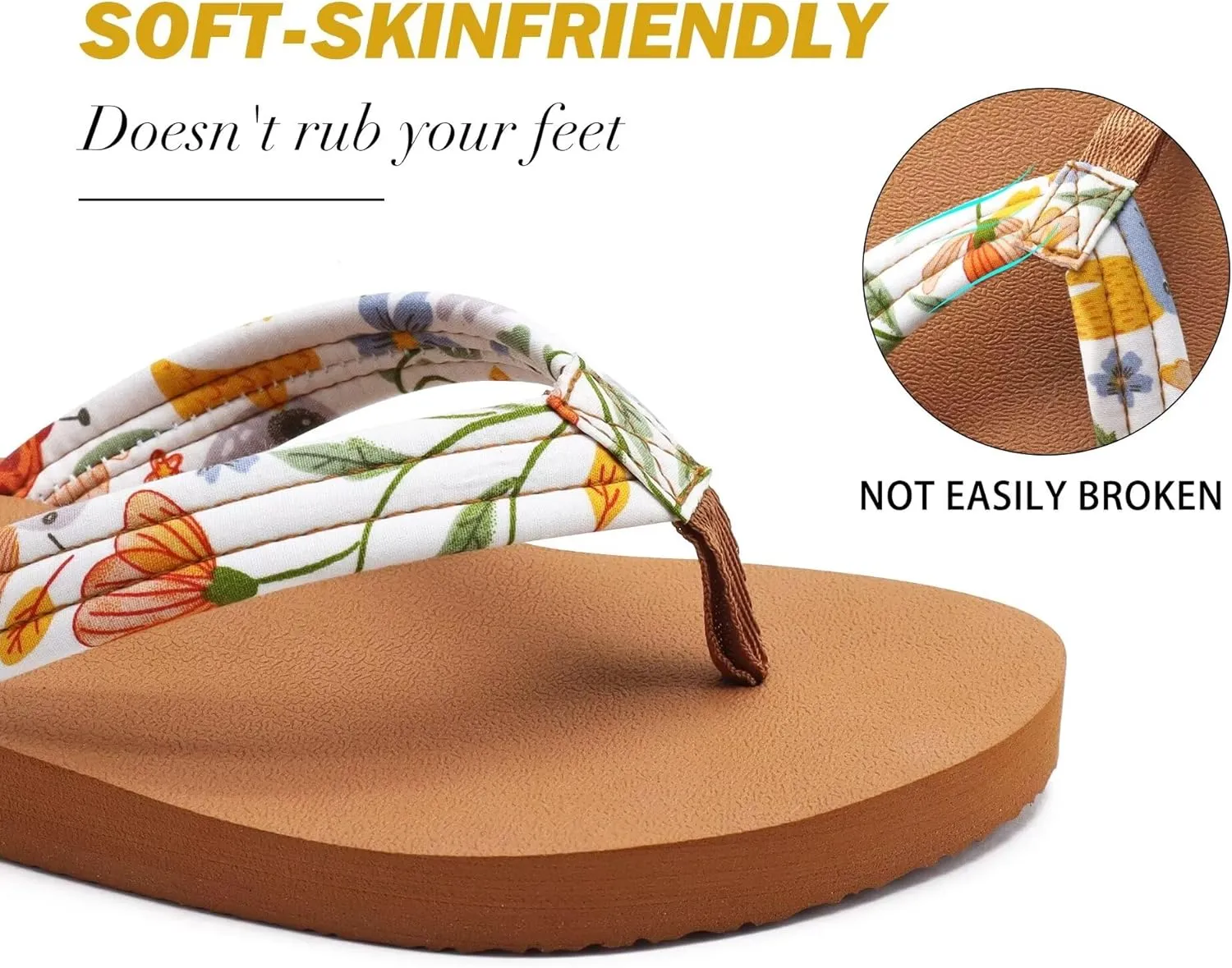 KuaiLu Womens Arch Support Flip Flops Ladies Comfort Lightweight Soft Yoga Mat Cushion Walking Thong Sandals
