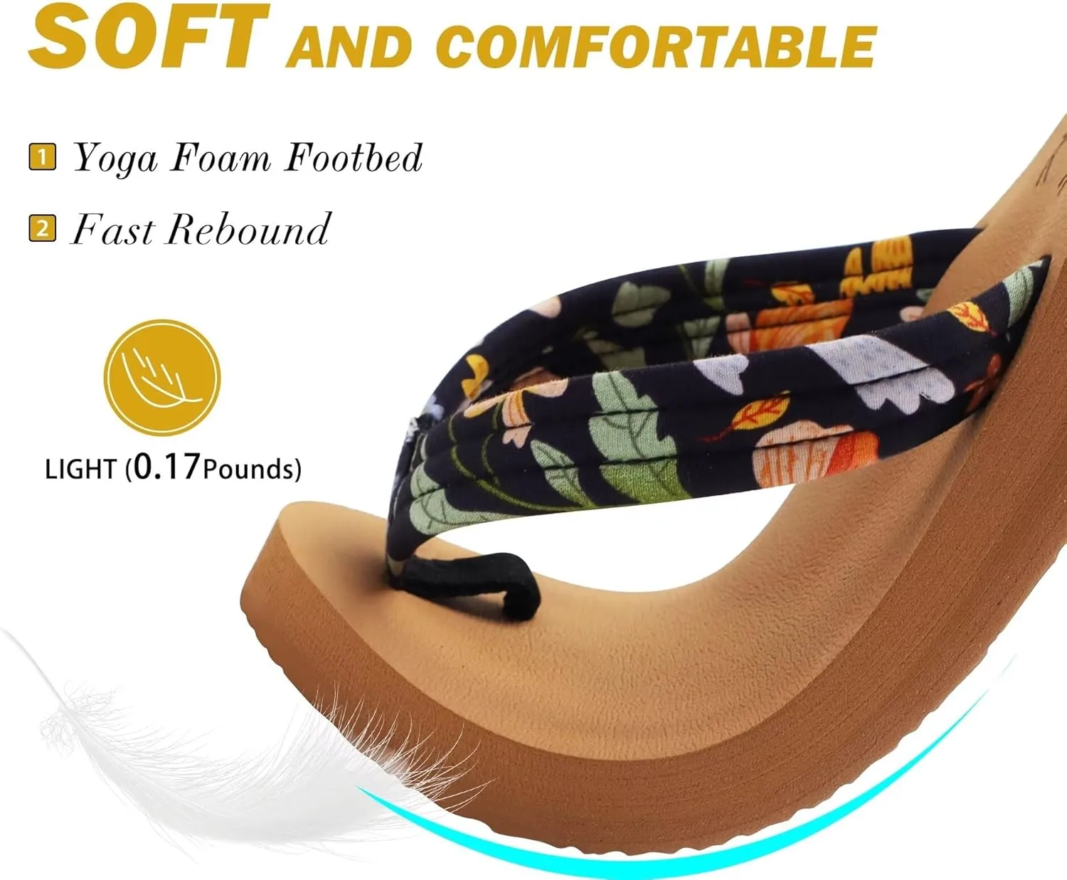 KuaiLu Womens Arch Support Flip Flops Ladies Comfort Lightweight Soft Yoga Mat Cushion Walking Thong Sandals