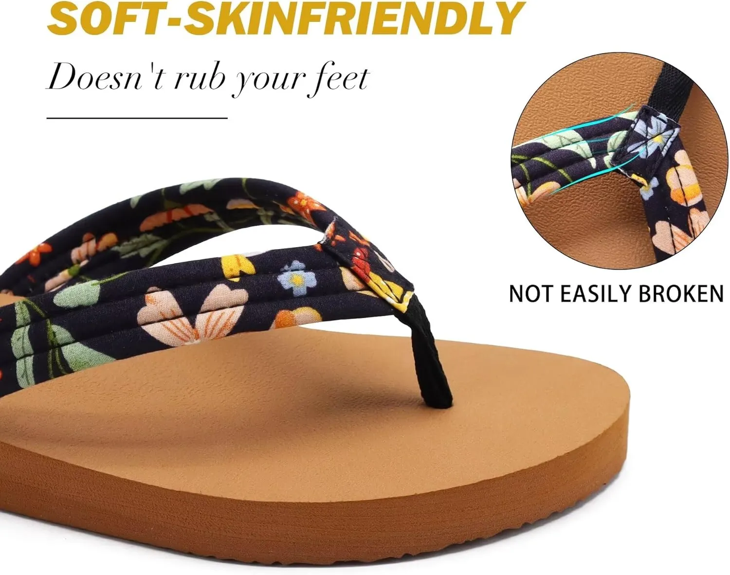 KuaiLu Womens Arch Support Flip Flops Ladies Comfort Lightweight Soft Yoga Mat Cushion Walking Thong Sandals