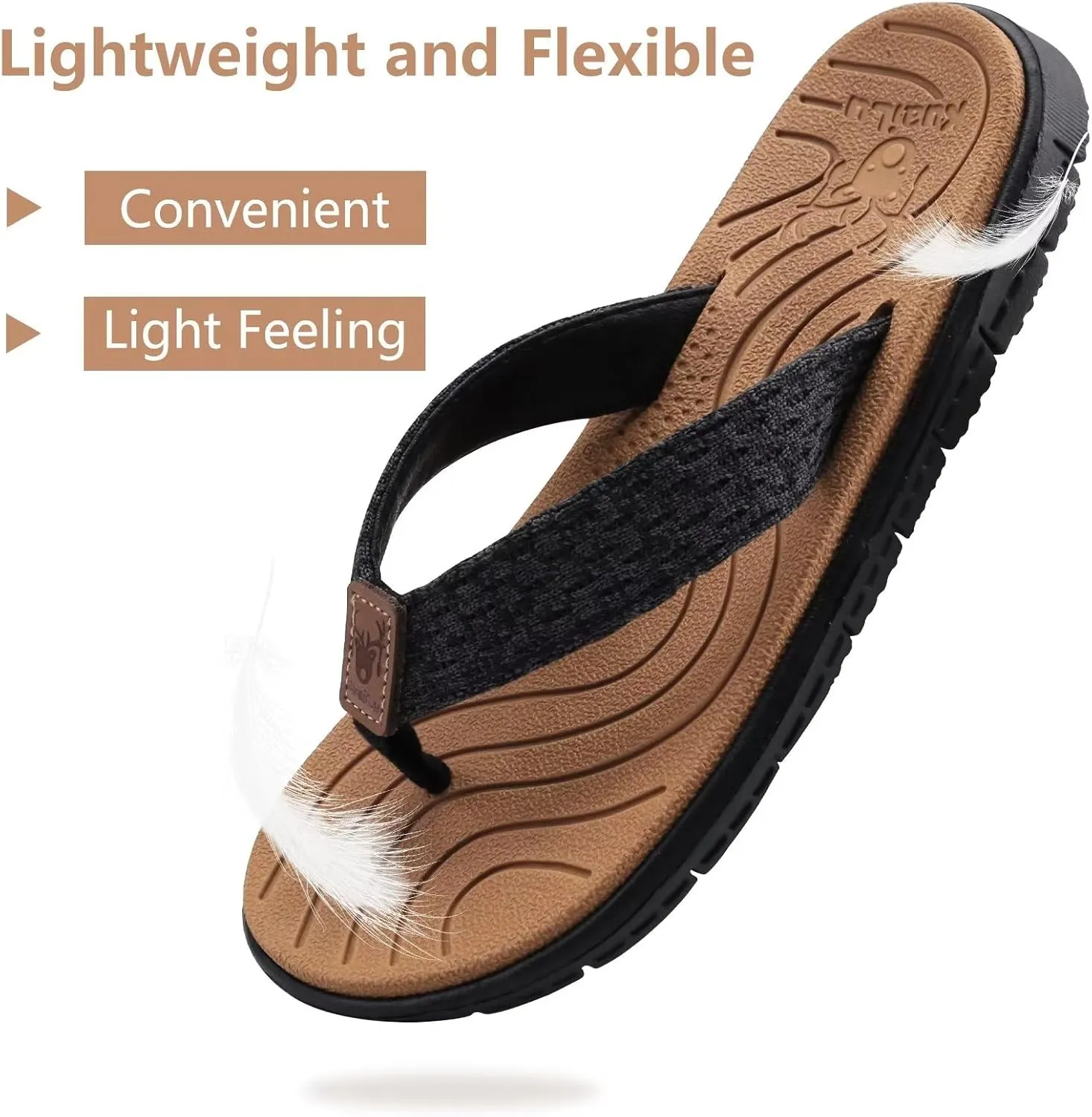 KuaiLu Womens Casual Flip Flops Yoga Mat Comfortable Cushion Arch Support Walking Thong Sandals Lightweight Non-Slip Summer Beach Slippers