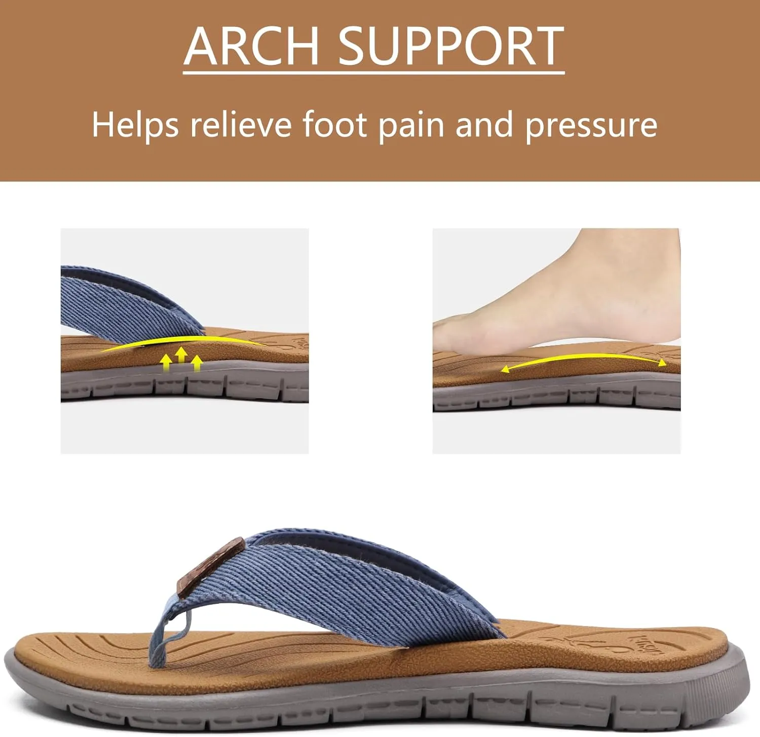 KuaiLu Womens Casual Flip Flops Yoga Mat Comfortable Cushion Arch Support Walking Thong Sandals Lightweight Non-Slip Summer Beach Slippers