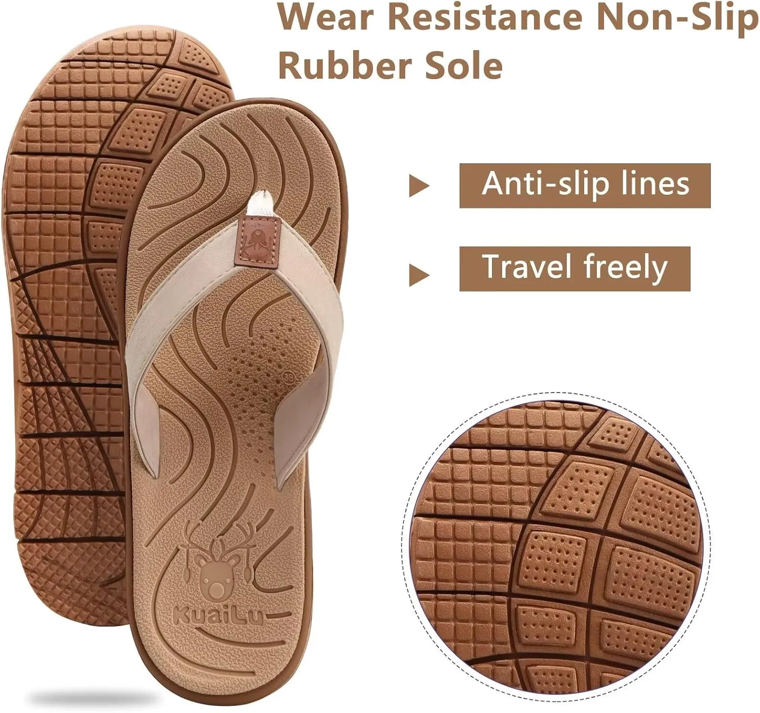 KuaiLu Womens Casual Flip Flops Yoga Mat Comfortable Cushion Arch Support Walking Thong Sandals Lightweight Non-Slip Summer Beach Slippers