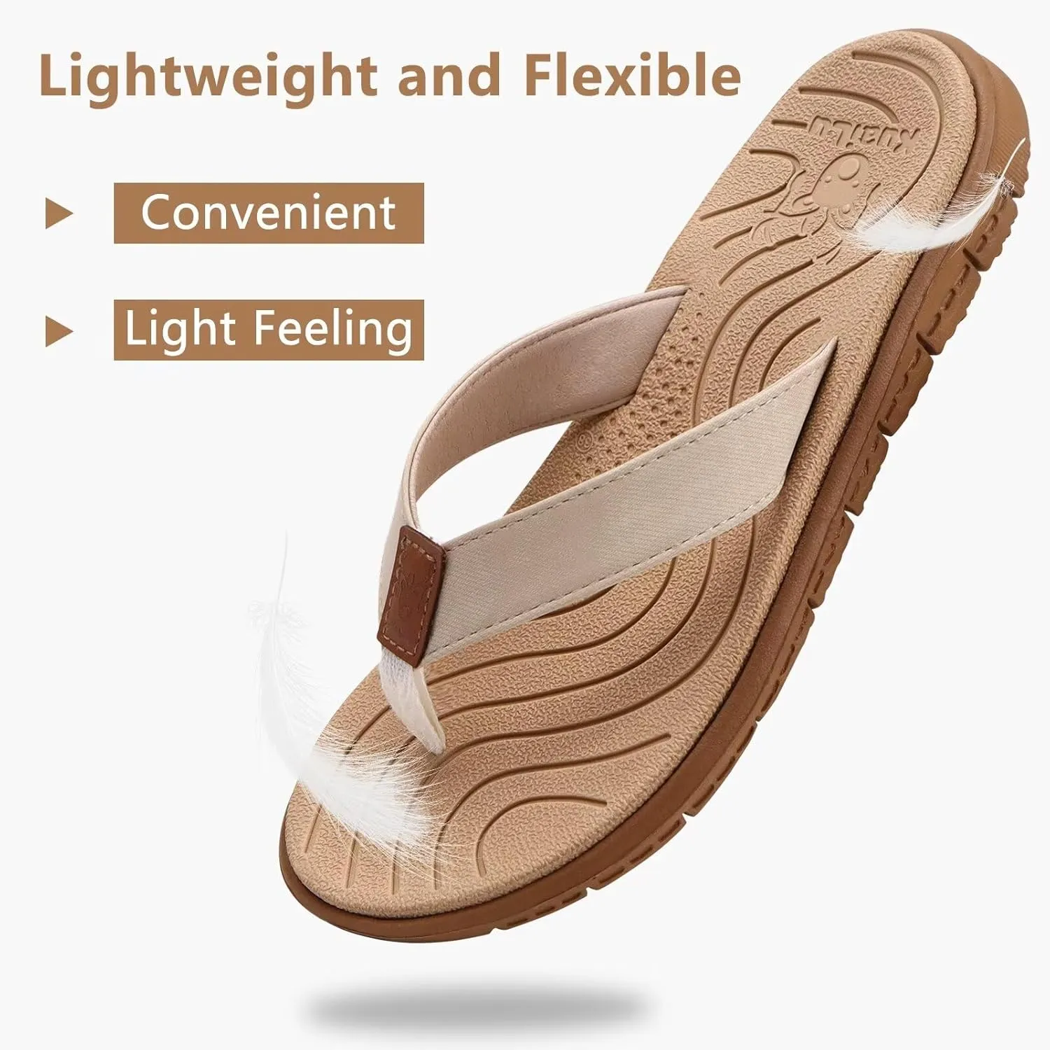 KuaiLu Womens Casual Flip Flops Yoga Mat Comfortable Cushion Arch Support Walking Thong Sandals Lightweight Non-Slip Summer Beach Slippers
