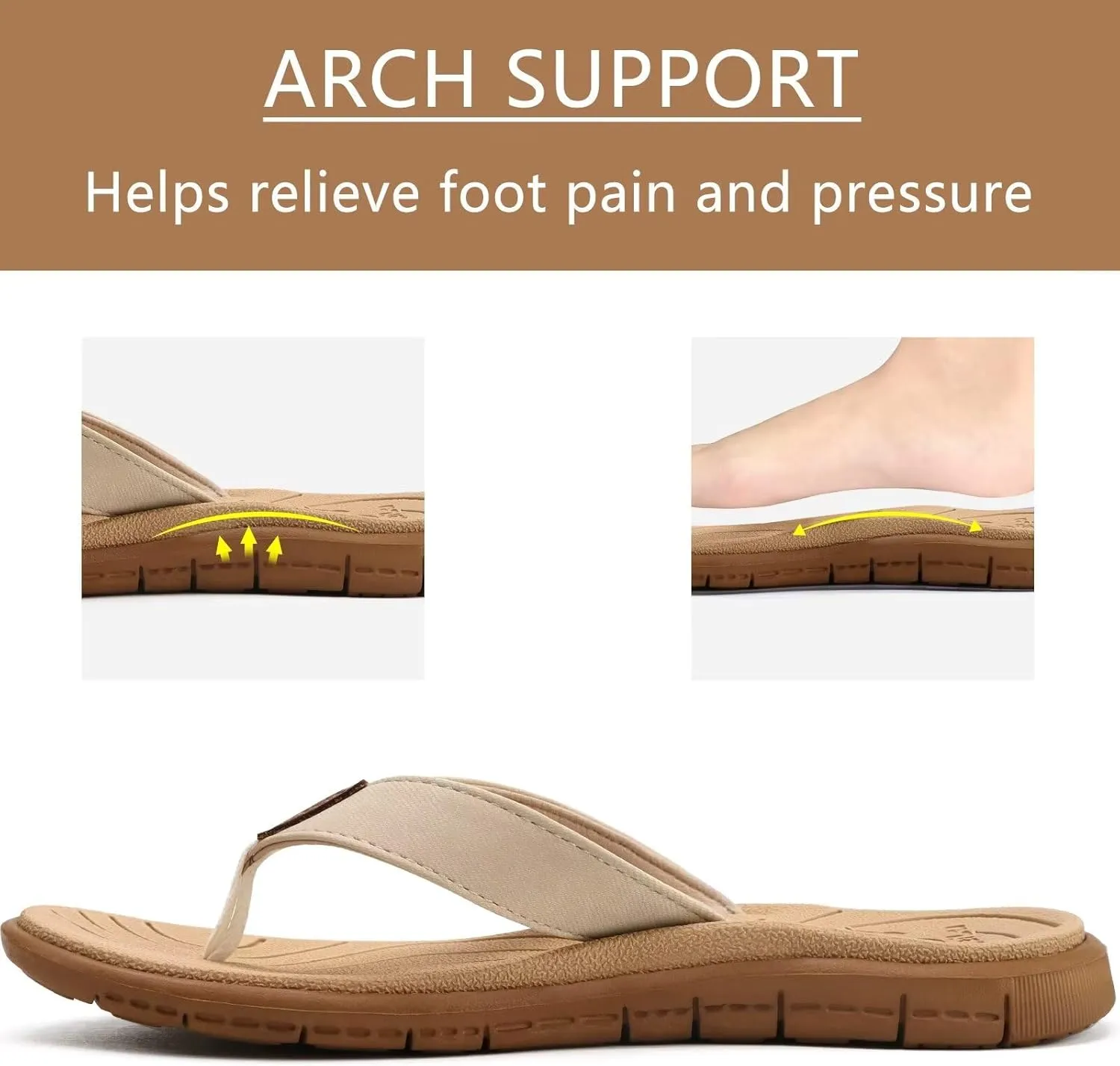 KuaiLu Womens Casual Flip Flops Yoga Mat Comfortable Cushion Arch Support Walking Thong Sandals Lightweight Non-Slip Summer Beach Slippers